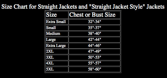 Classic Asylum Style Straitjacket Straight Jacket