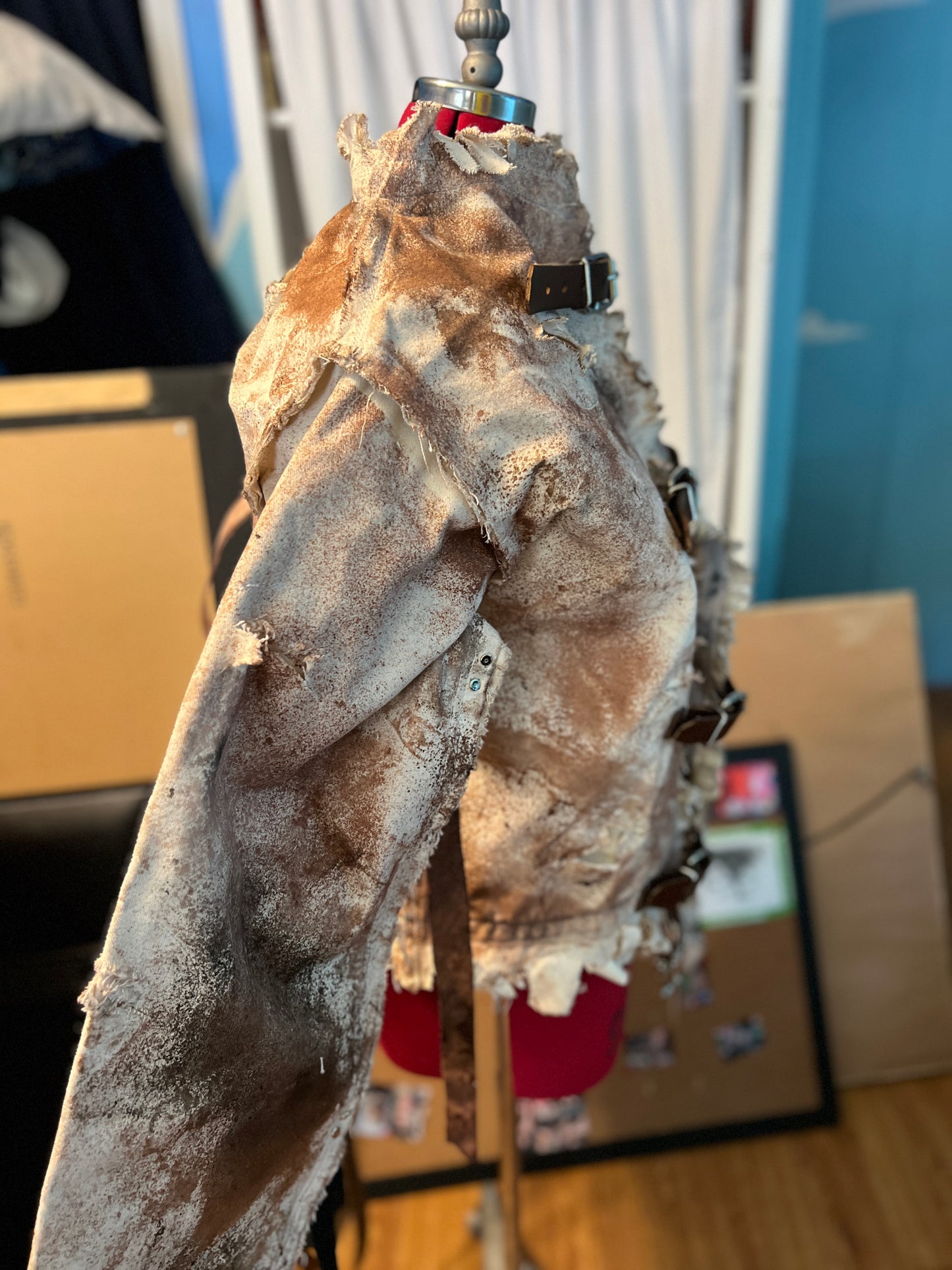 Distressed Halloween Straitjacket with leather straps