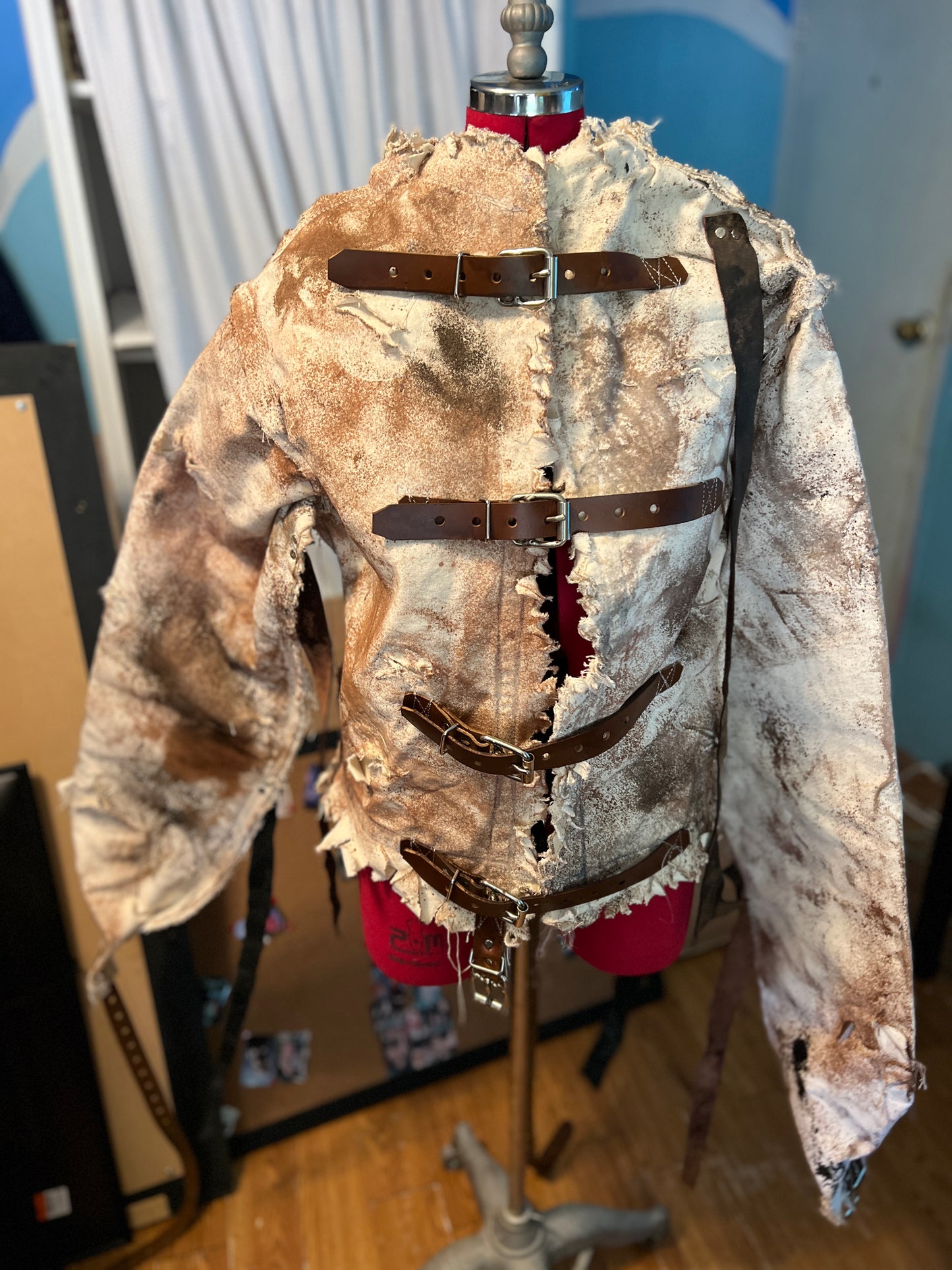 Distressed Halloween Straitjacket with leather straps