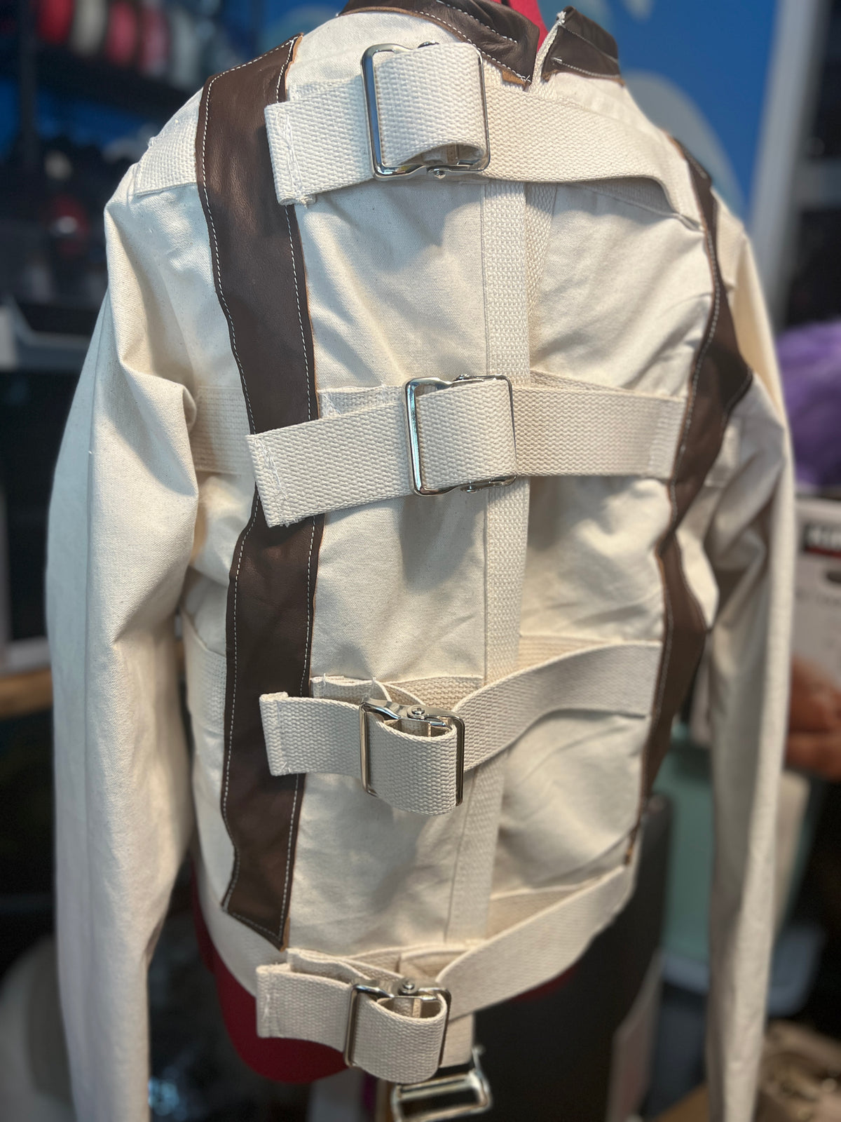 MEDIUM-Leather trim straitjacket