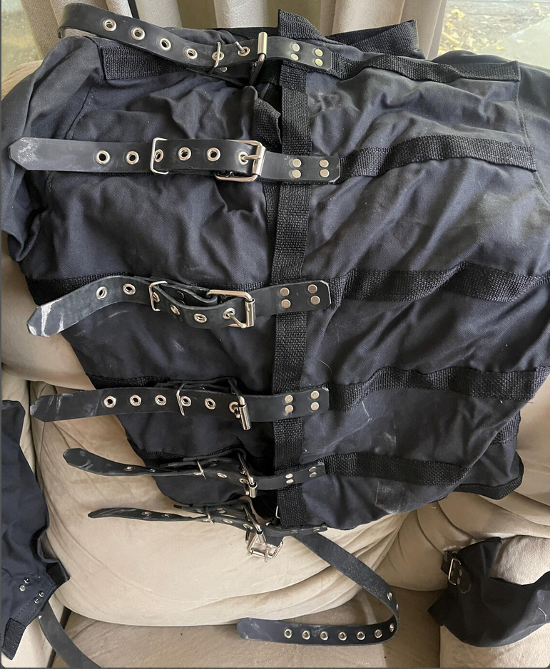 MEDIUM-Halloween leather strap straitjacket STAINED