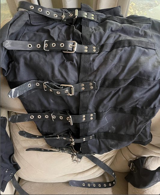 MEDIUM-Halloween leather strap straitjacket STAINED